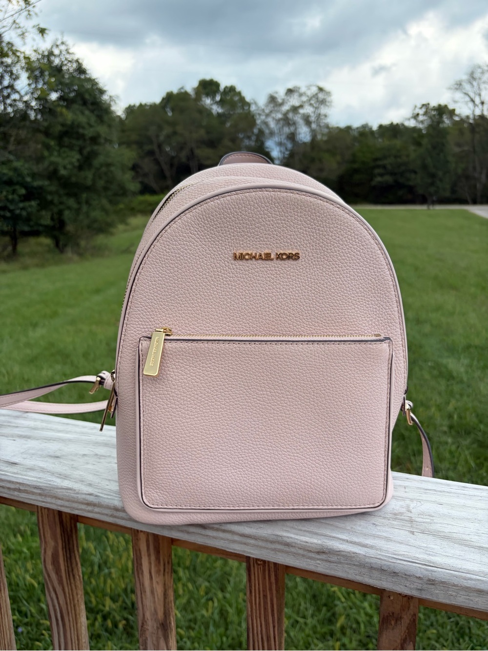 Michael Kors Adina Medium Backpack Pink Powder Blush Pockets Logo Classic